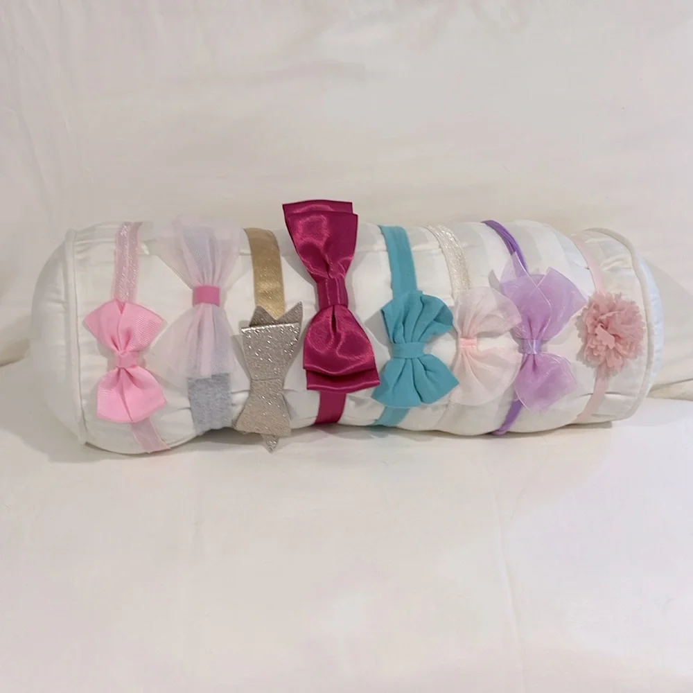 SET OF 8 BABY TO TODDLER BOW +1 FLOWER HEADBANDS SOME ARE GYMBOREE
